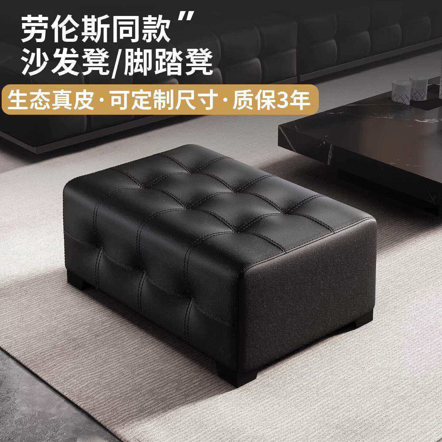 家用多功能真皮沙发脚踏凳 客厅入户换鞋凳 加长储物收纳搁脚凳
