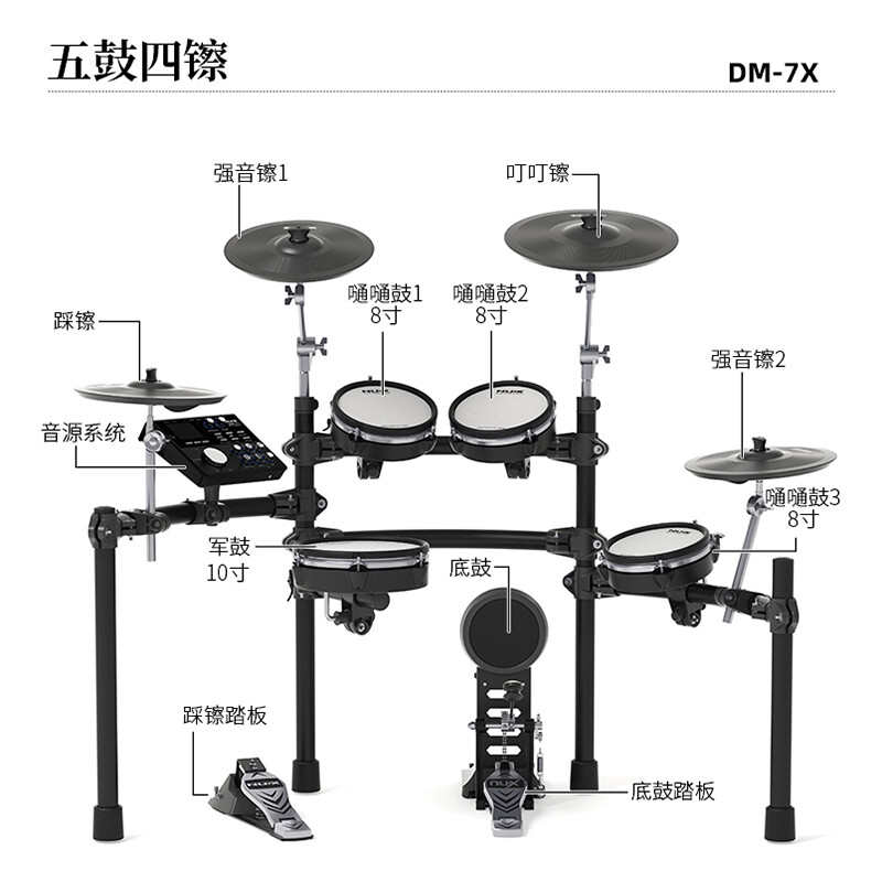 NUX纽克斯全网面电子鼓架子鼓不扰民DM-7X专业级演出成人儿童电鼓