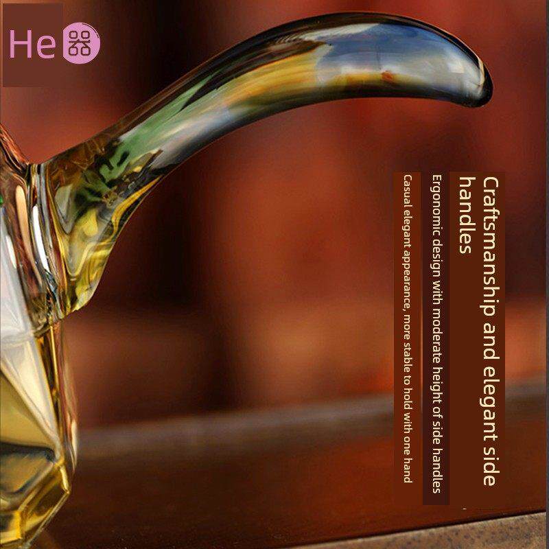 【航旗官方商店】公平杯玻璃高端米翠边柄茶海耐高温茶隔板功夫茶