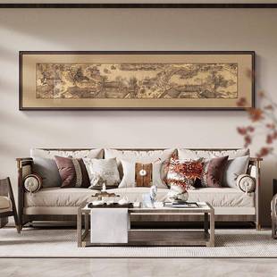 清明上河图客厅装饰画新中式茶室办公室壁画沙发背景墙横版挂画