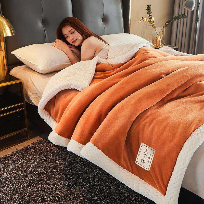 双面加厚三层夹棉毛毯冬季保暖珊瑚绒毯子法兰绒床单沙发午睡被子