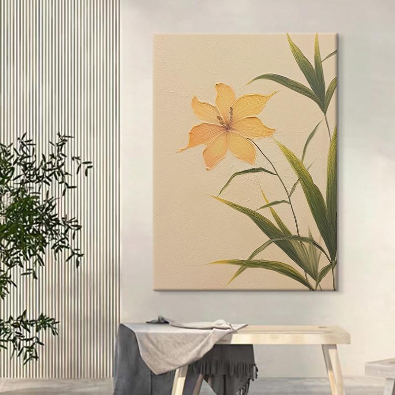 小清晰立体肌理手绘油画抽象花卉玄关客厅装饰画现代轻奢风挂壁画图片