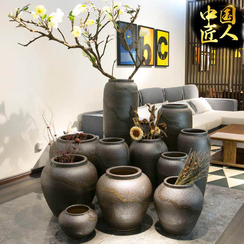 干燥花花瓶摆件客厅现代简约插花覆古景德镇陶瓷小清新陶罐花器装