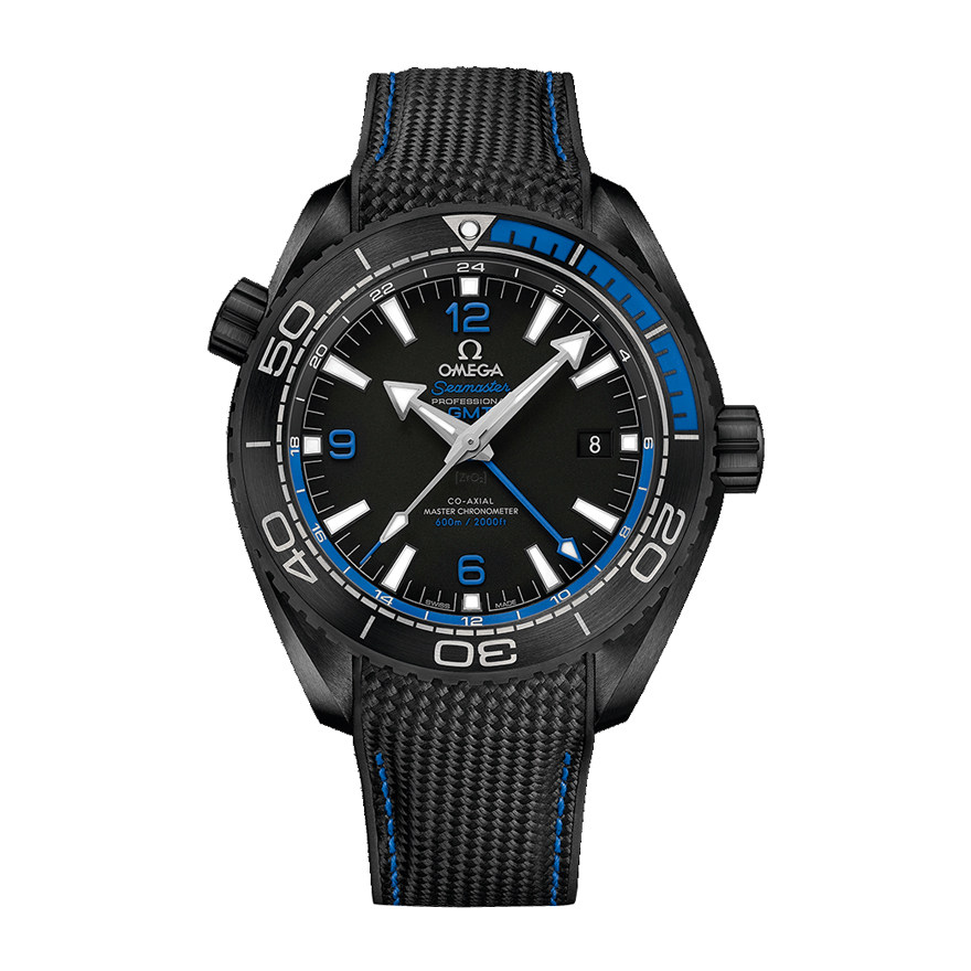 全套99新欧米茄海洋宇宙600深海之黑四分之一蓝215.9机械男表陶瓷