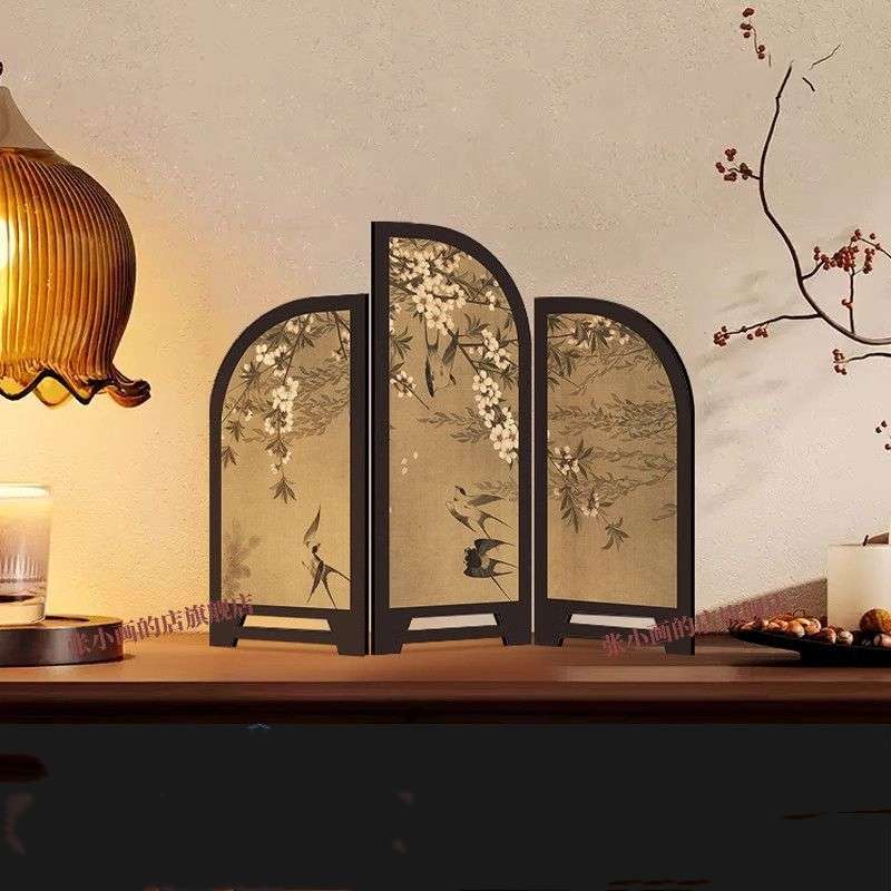 桌面茶桌屏风氛围客厅玄关隔断装饰摆件入户过年电视柜茶台
