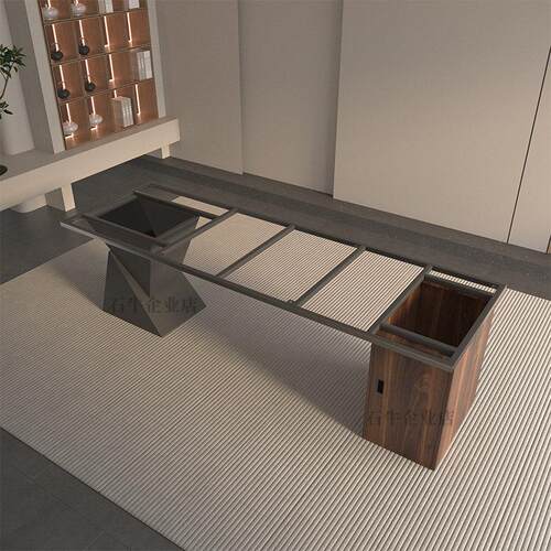 轻奢金属桌腿支架实木大板办公茶桌底座台脚茶几岩板大理石餐桌腿