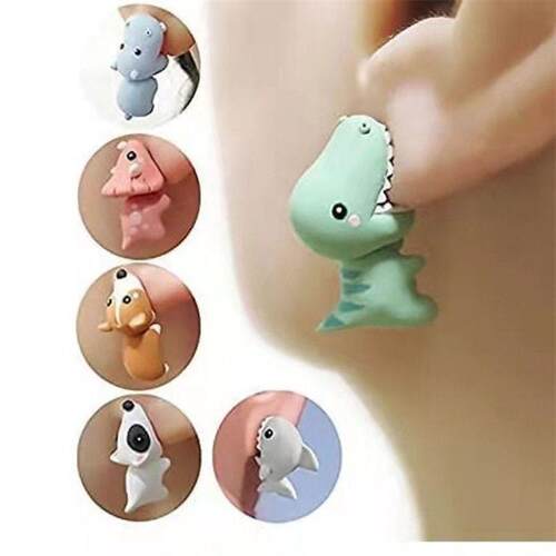 & Adorable! 14PCS Animal Clay Earrings – Dino/Puppy/Whale |