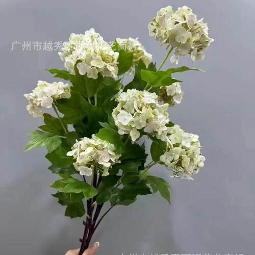 高枝仿真4头手感过胶紫阳绣球客厅摆设花艺婚庆带叶野绣婚庆布置