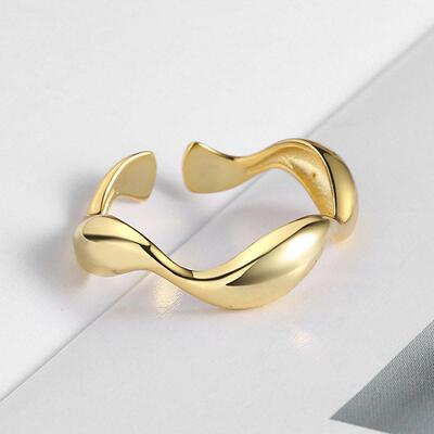 Sterling Silver Open Ring for Women Minimalist 波浪纹女戒指