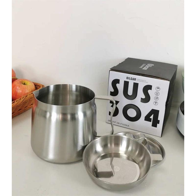加厚304不锈钢滤油壶过滤油灌壶油滤壶储油灌厨房家用不锈钢油罐