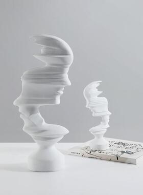 现代创意白色人像摆件酒店大厅迎宾摆设别墅样板间酒柜玄关装饰品