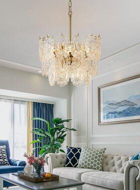 轻奢法水晶吊灯式美式客复古意大利玻璃卧OUS室灯餐厅灯全铜灯厅