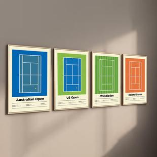 网球四大满贯装饰画客厅壁画美网澳网法网温布尔登公开赛场地挂画