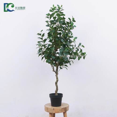北欧简约橱窗装饰幸福树盆栽室内落地造景仿真绿植观赏盆景摆件
