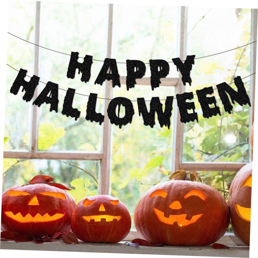 万圣节装饰Happy Halloween拉旗拉花 南瓜蜘蛛蝙蝠螺旋吊饰