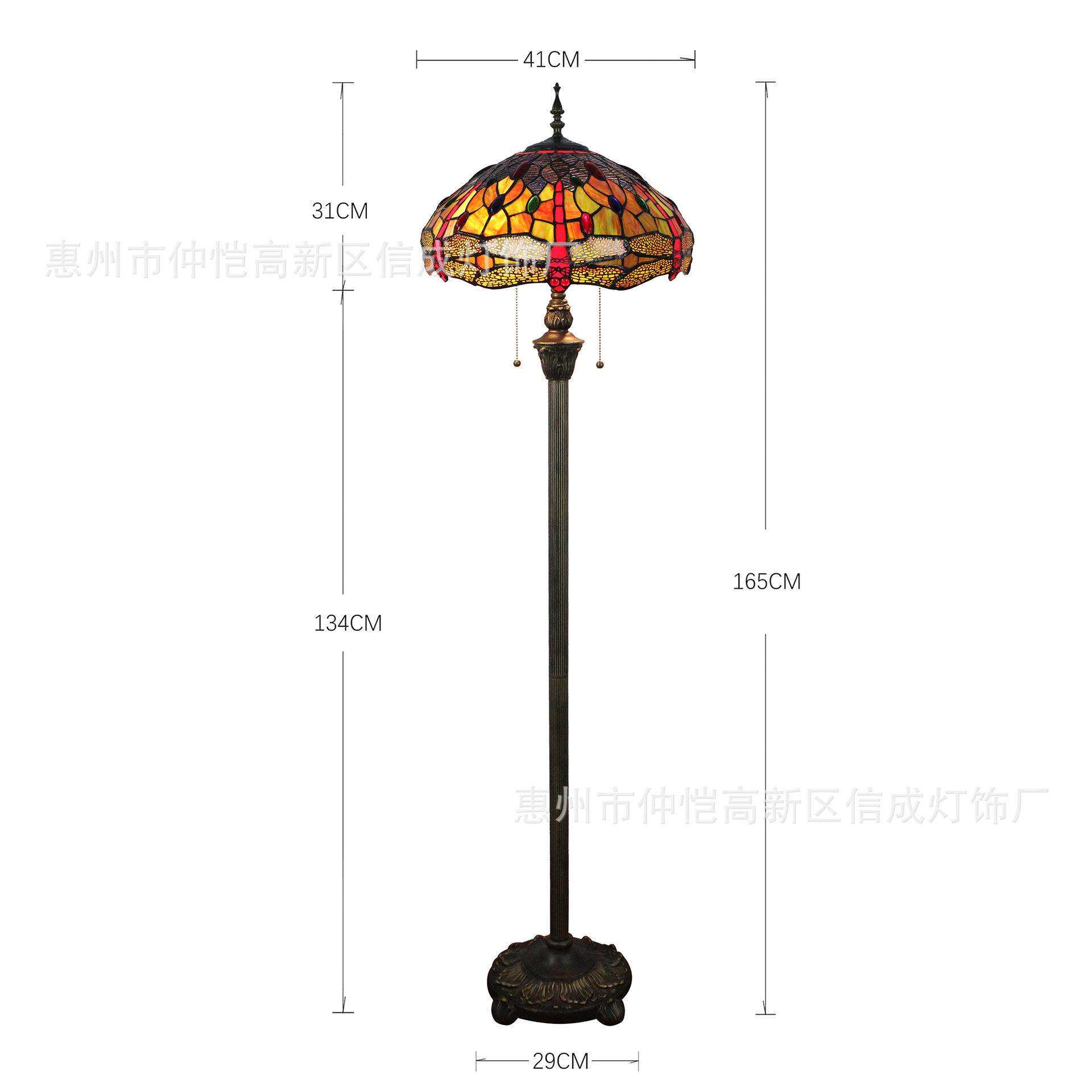 蒂凡尼经典欧式红色蜻蜓珠子餐厅酒吧咖啡厅站立灯卧室别墅落地灯
