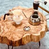 根雕原木茶几片做旧铁艺茶边桌家用茶台实木简小台约沙发几阳985