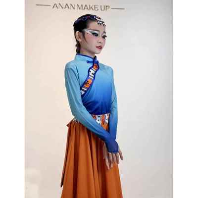 正品儿童三月三舞蹈服藏族出演服舞藏族服半身裙演出蹈服装练习裙