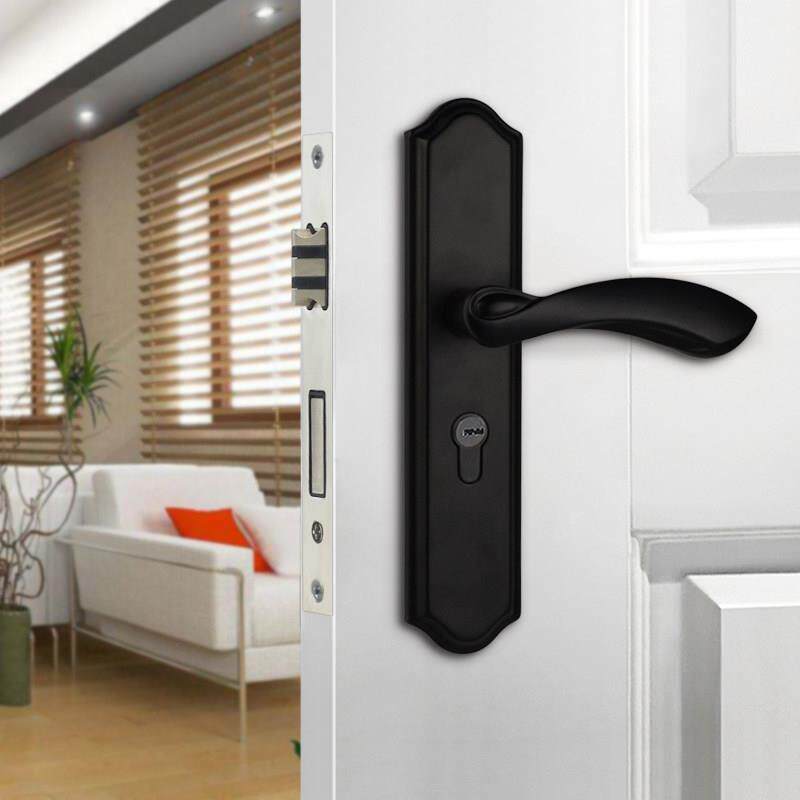 博斯顿黑色家用室内房间门把手磁吸静音木门锁古铜机械静音板手锁