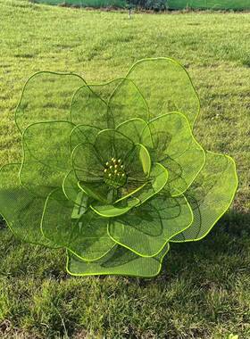 不锈钢铁艺网丝花朵公园景观金属制品牡丹花不生锈彩色鲜花摆件