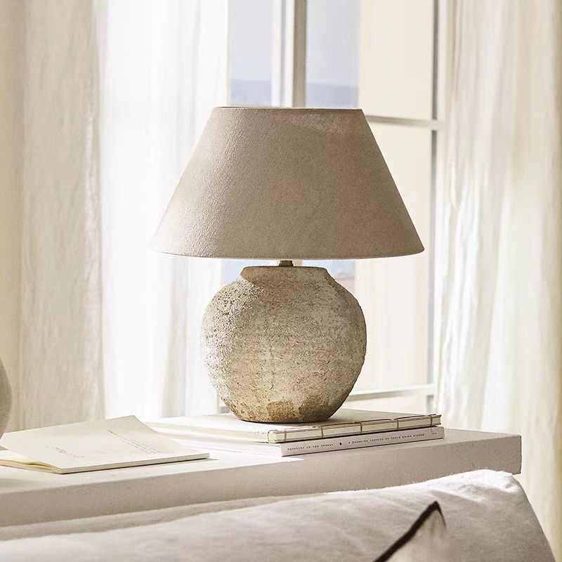 侘寂风台灯日式卧室床头客厅书房民宿酒店落地式摆件复古陶罐台灯