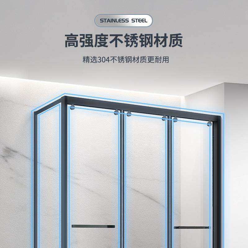 璃不705锈钢联三动断门干湿分隔离洗澡间玻移门