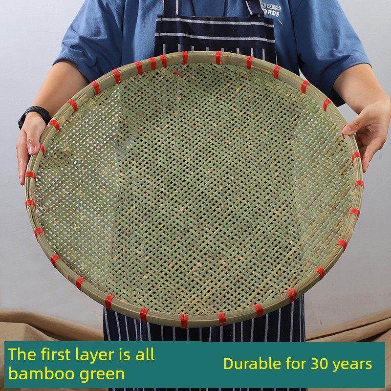 竹编竹筛圆孔手工竹簸箕，用于家庭烘干竹匾大漏茶筛竹制品