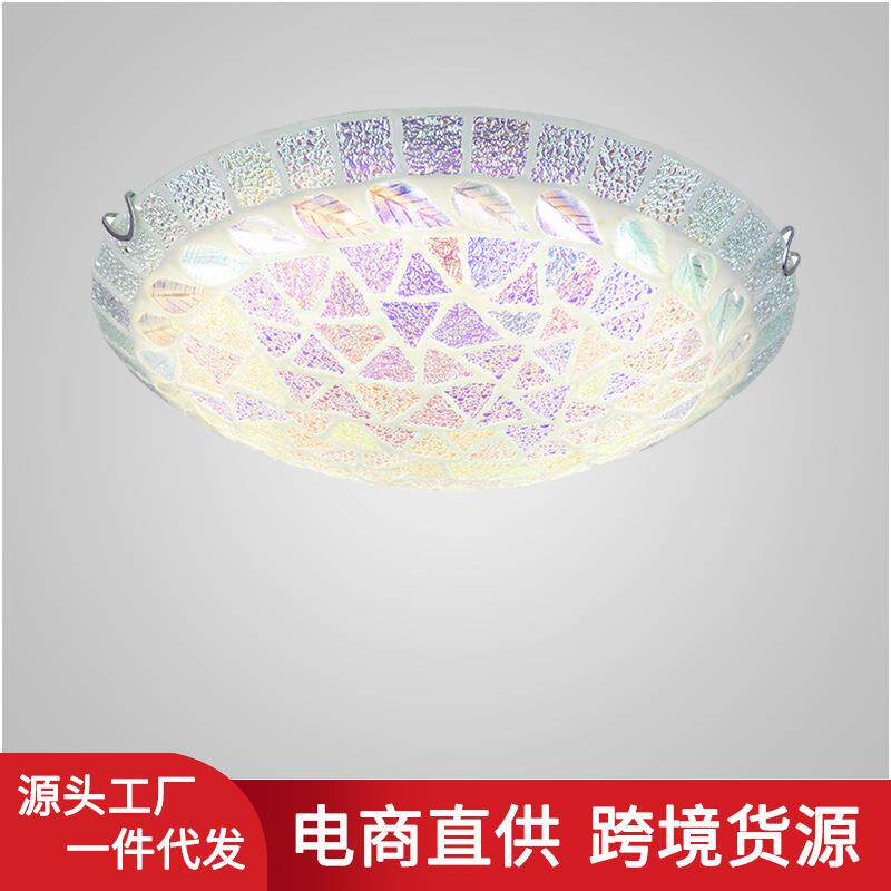 简约时尚圆形吸顶灯卧室房间灯地中海风格客厅餐厅灯马赛克装饰灯