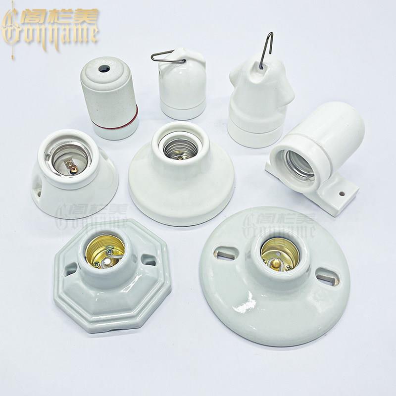 陶瓷灯座家用全铜86型E27尺寸螺旋灯和隐藏式全Led光源灯泡底座
