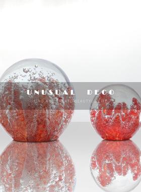 xyt极简轻奢海洋玻璃水晶球摆件琉璃工艺品客厅家居鱼缸造景装饰
