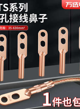 双孔铜鼻子加厚镀锡铜过渡接线端子双眼DTS-16/25/35/50/70/630平