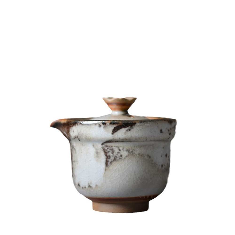 手工粗陶水墨窑变手抓壶景德镇壶复古粗陶杯功夫快客茶具可當公道