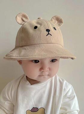 Cute Bear Baby Bucket Hat With Ears Boy Girl Cotton Kids Sun