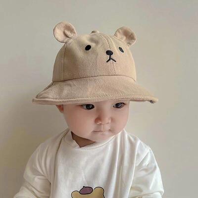 Cute Bear Baby Bucket Hat With Ears Boy Girl Cotton Kids Sun
