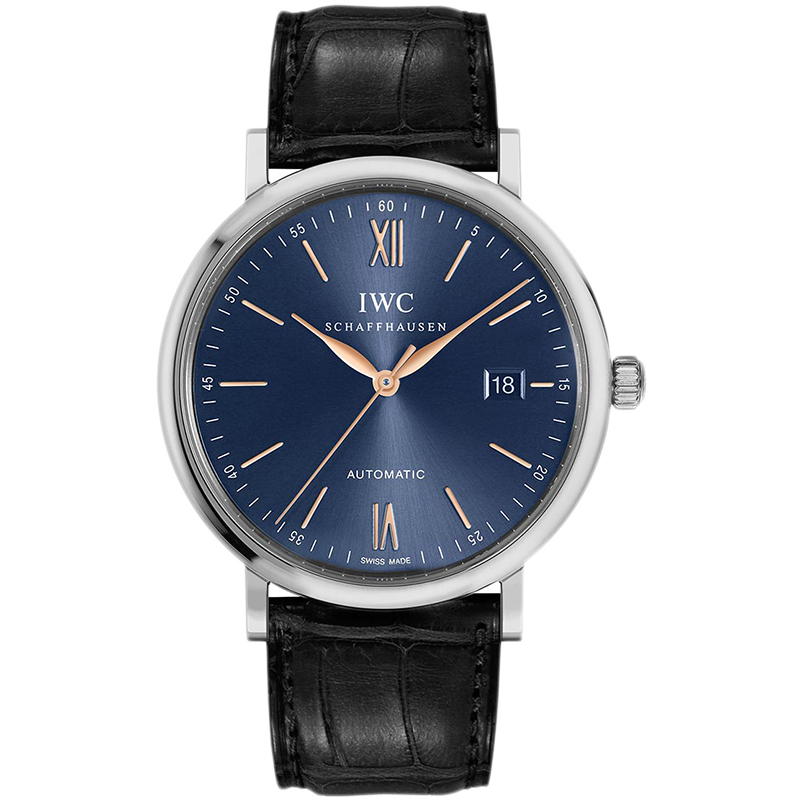 未使用[9.9新]万国柏涛菲诺精钢自动机械手表男表IW356523蓝面