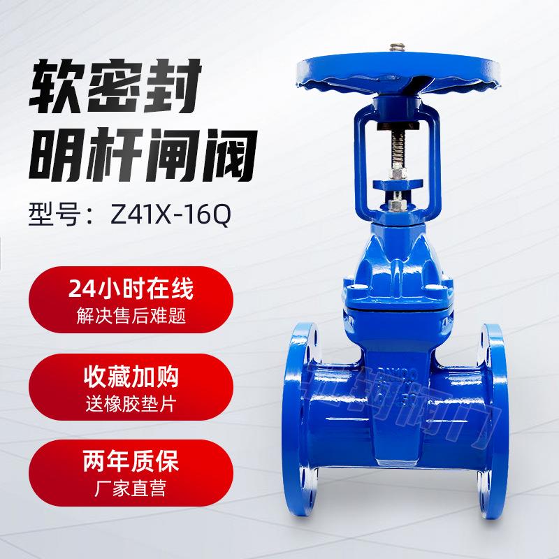 明杆闸阀软密封 球墨铸铁 自来水消防弹性法兰阀门 给水排水 水阀