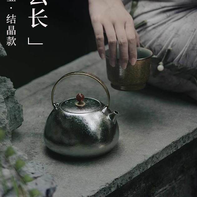 观山钛壶提梁壶结晶款户外露营野外煮水壶家用茶室烧水壶煮茶壶