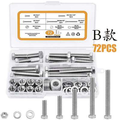 跨境4钢6/722/200/240120PCS304不锈外角头螺栓螺丝套装/美制英制