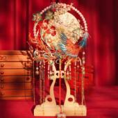 中式 团扇新娘结婚出嫁手工凤凰喜扇婚扇婚礼高级扇子缠花手捧花