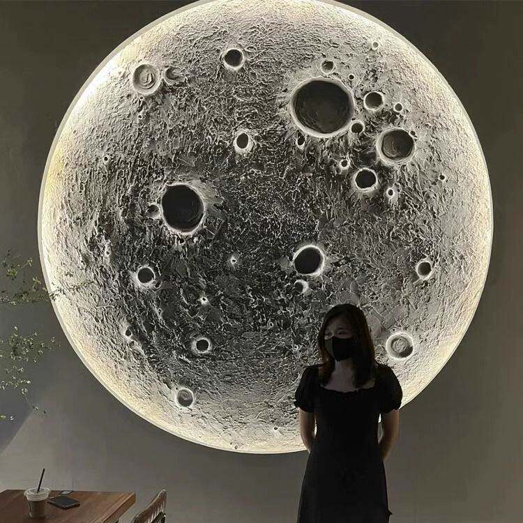 网红3D浮雕月球灯网红打卡浮雕月球画立体月球壁灯装饰定制