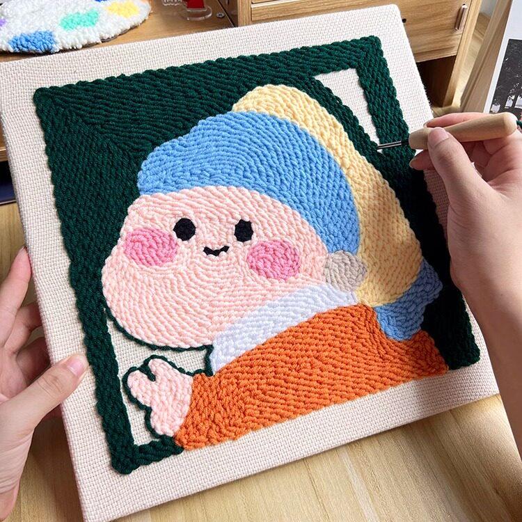 觅思YANG戳戳绣手工diy材料包创意名画自制礼物刺绣毛线挂画
