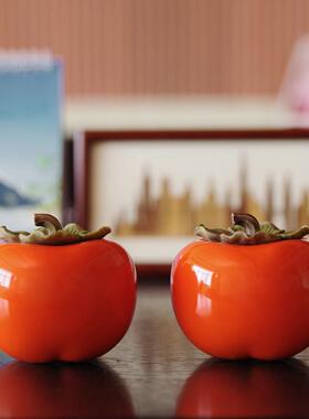 天猫正品柿柿如意陶瓷罐手工陶瓷柿子茶叶罐茶宠工艺事事如意家居