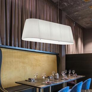 美式 餐饮饭店工程灯具 简约长方形前台吊灯餐厅吧台现代布艺灯中式