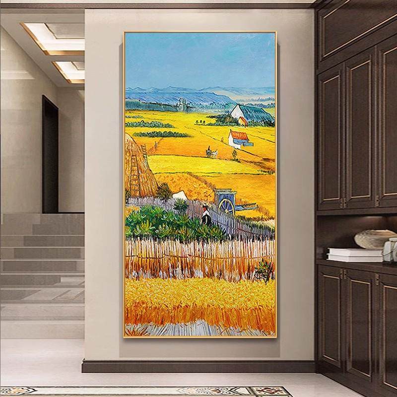 手绘抽象油画梵高丰收名画入户玄关装饰画现代简约走廊背景墙挂画,家居饰品,油画,淘宝优惠券,粉丝福利购,淘宝优惠卷