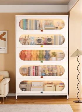 钢制防尘书柜儿童带门置物柜翻盖铁皮储物柜家用客厅展示柜置物架