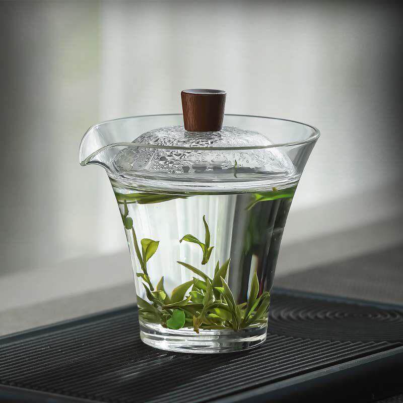 玻璃盖碗泡茶杯单个高档绿茶泡茶器加厚防烫手功夫茶碗带盖子公道