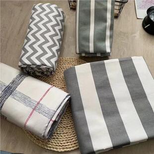 R纯棉厚老粗UBU8044布格子条纹床单学生宿舍民宿棉麻加三件套榻