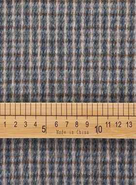 32695呢#克毛呢面WMW料格子风双面呢0羊毛870粗纺子大衣布料