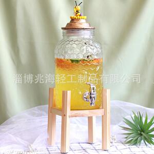 复古5升家用蜂蜜柠檬果汁罐甜品台开关餐厅自助冷饮机商用冷水壶