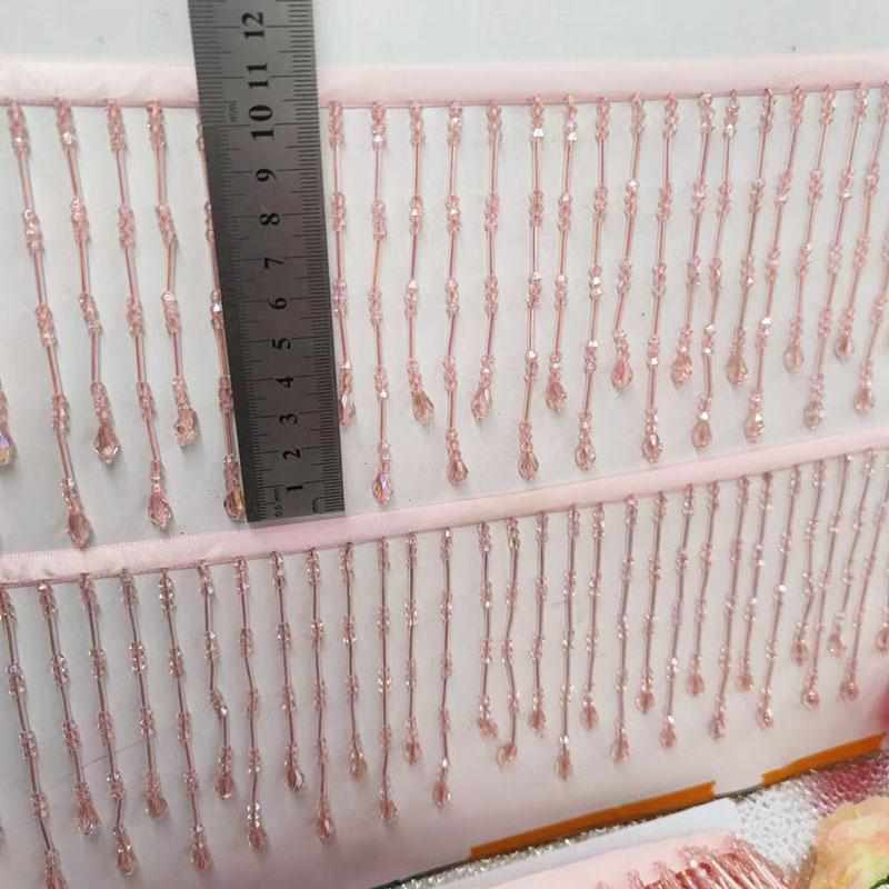 10CM长短吊粉色白色水晶珠帘吊珠流苏花边